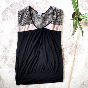 Black cream and gray lace top dress top women's